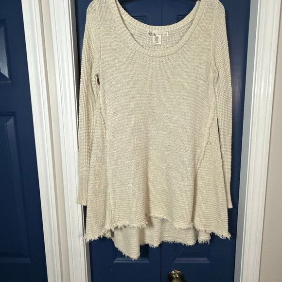 Kaisely Anthropologie Boho Cream Tunic Top Size M - Picture 2 of 8